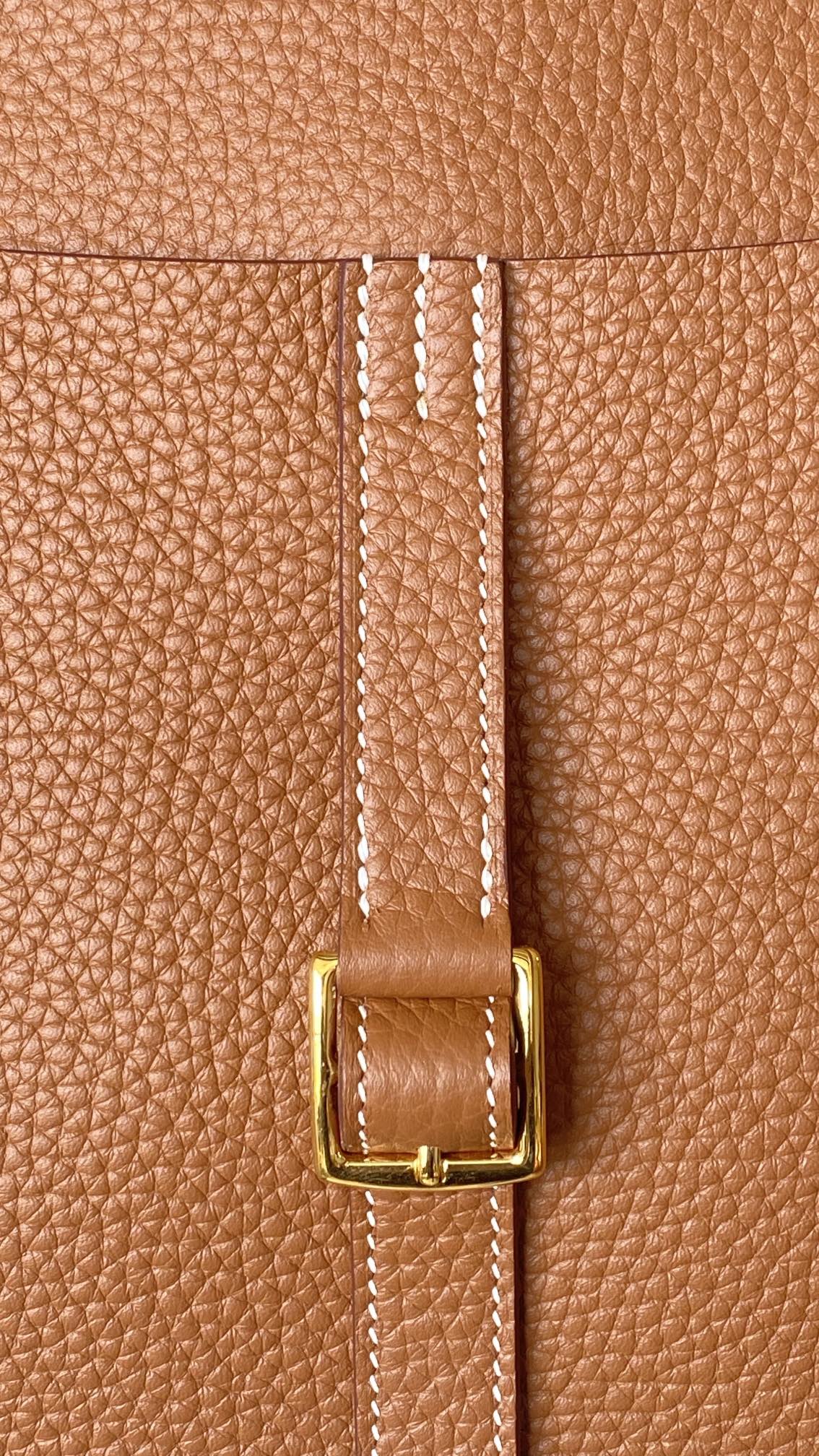 에르메스 투톤 할잔백25 브라운 금장 버클